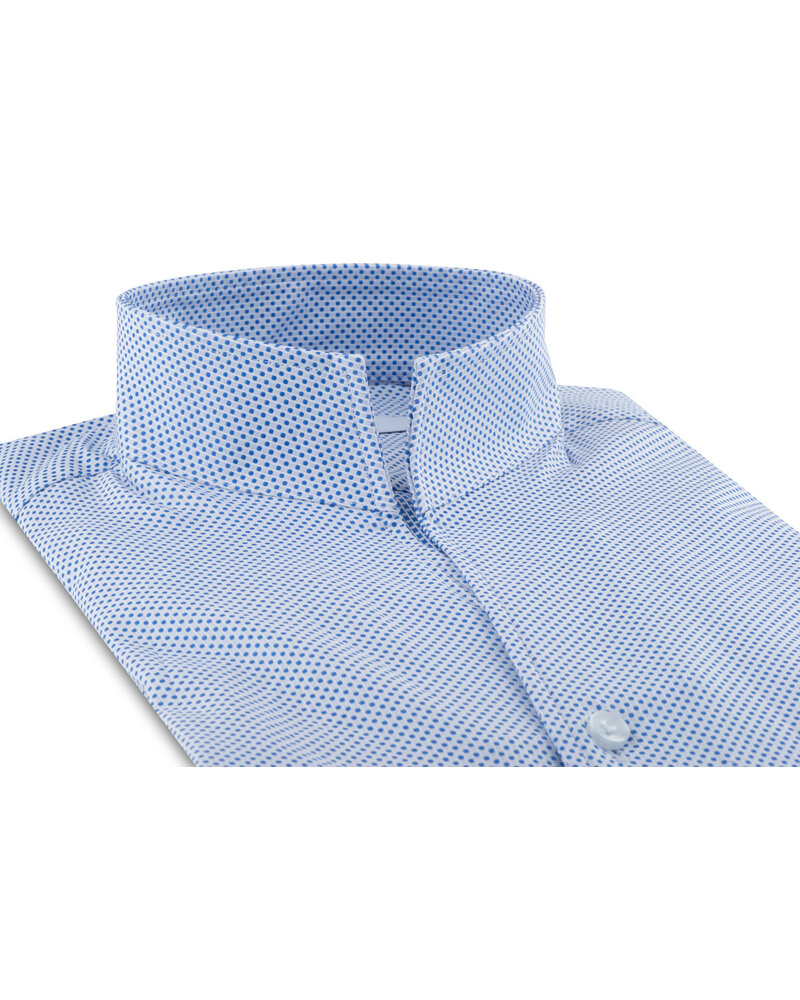 XOOS Men's shirt with blue print and straight open collar