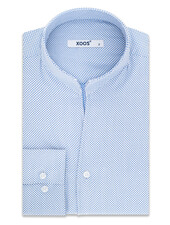 XOOS Men's shirt with blue print and straight open collar