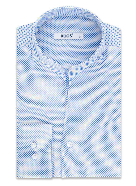 XOOS Men's shirt with blue print and straight open collar