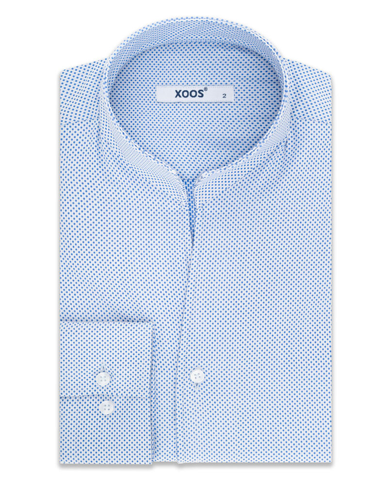 XOOS Men's shirt with blue print and straight open collar