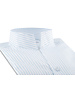XOOS Chemise homme blanche à rayures ciel et col droit ouvert (Double Retors)