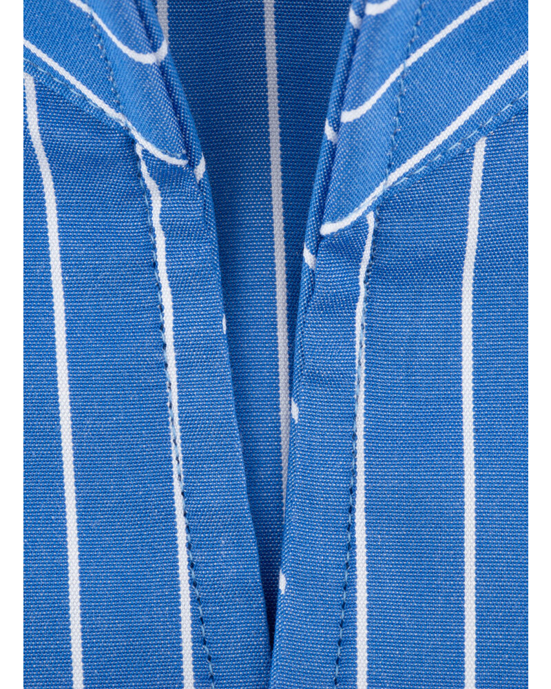 XOOS Chemise homme bleue à rayures et col droit ouvert (Double Retors)