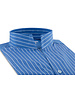 XOOS Chemise homme bleue à rayures et col droit ouvert (Double Retors)