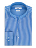 XOOS Chemise homme bleue à rayures et col droit ouvert (Double Retors)