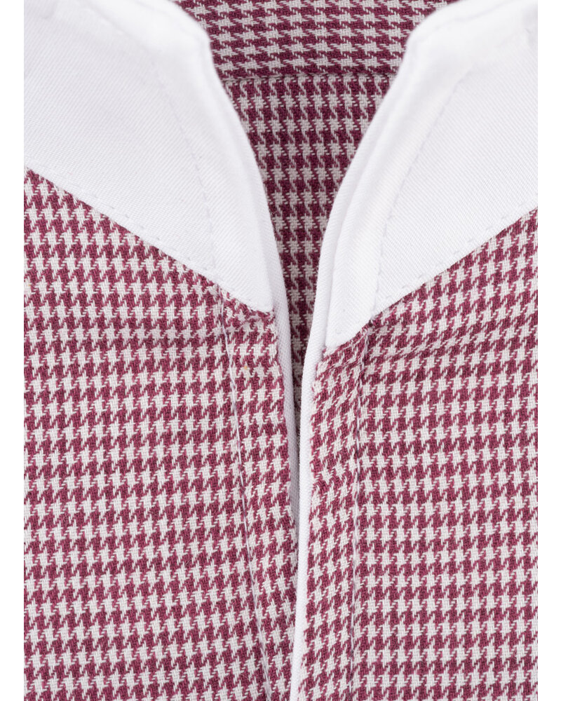 XOOS Men's red houndstooth financial shirt and open straight collar (Double twisted)
