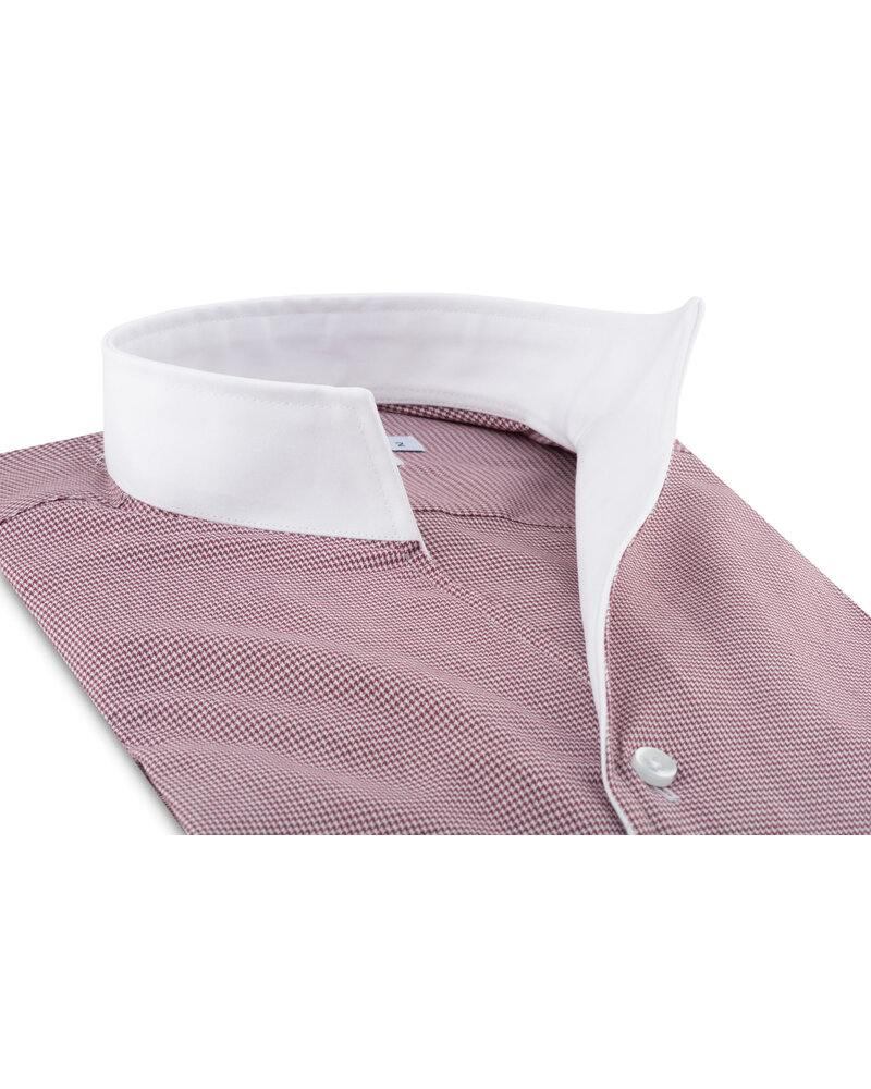 XOOS Men's red houndstooth financial shirt and open straight collar (Double twisted)