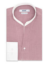 XOOS Men's red houndstooth financial shirt and open straight collar (Double twisted)