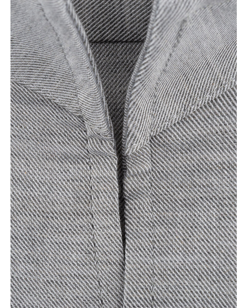 XOOS Men's gray gabardeen shirt and open straight collar (Double twisted)