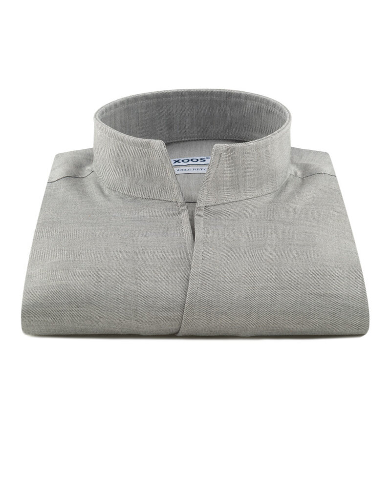 XOOS Men's gray gabardeen shirt and open straight collar (Double twisted)