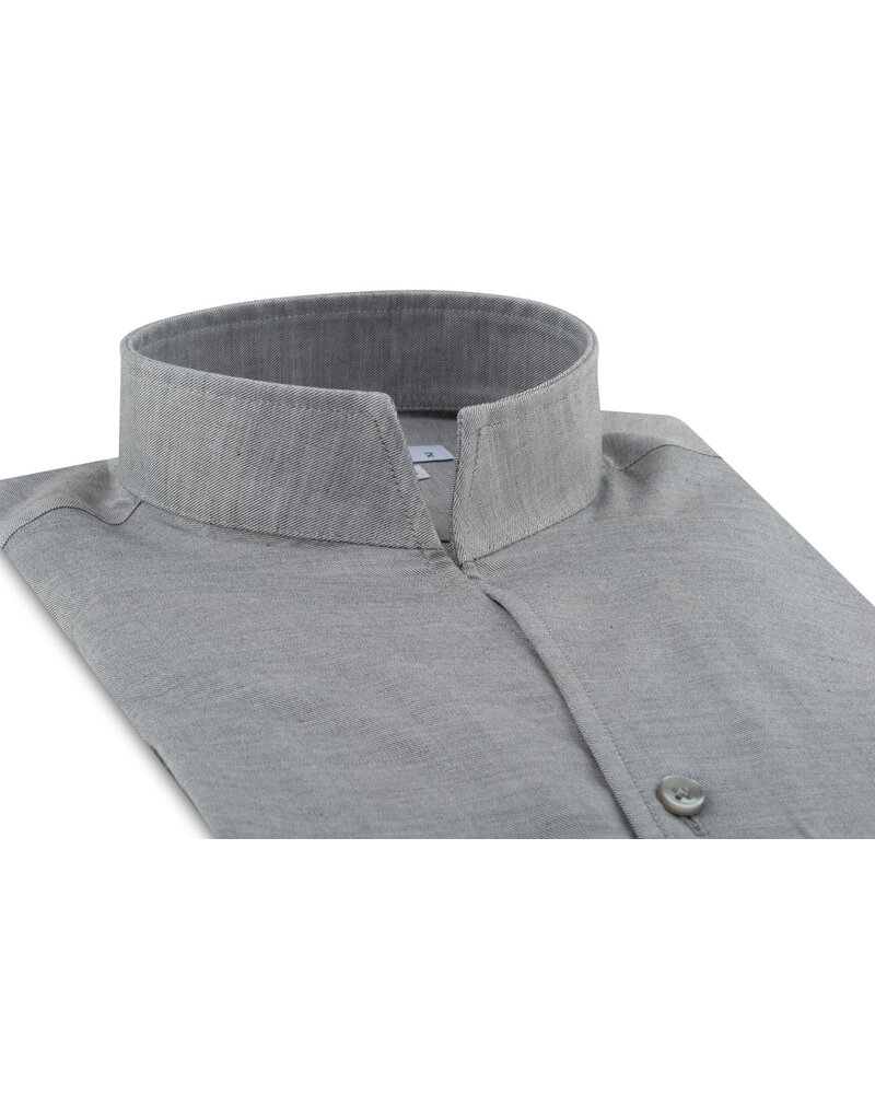 XOOS Men's gray gabardeen shirt and open straight collar (Double twisted)