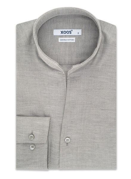 XOOS Men's gray gabardeen shirt and open straight collar (Double twisted)