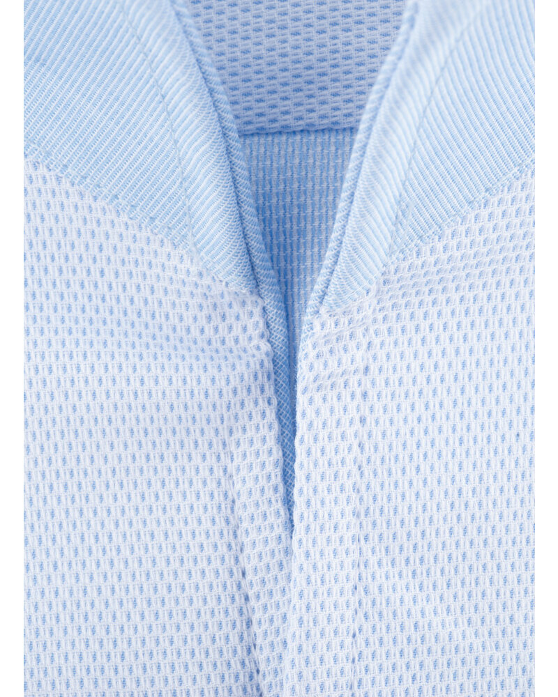 XOOS Men's sky blue honeycomb shirt with an open straight collar (Double Twisted)