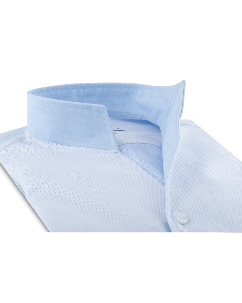 XOOS Men's sky blue honeycomb shirt with an open straight collar (Double Twisted)