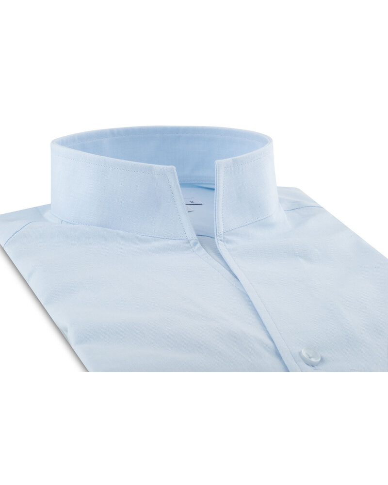 XOOS Chemise homme en fin nid d'abeille ciel et col droit ouvert (Double Retors)