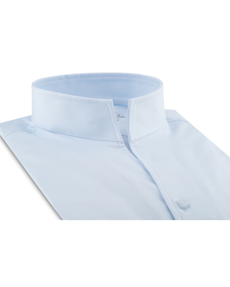 XOOS Chemise homme bleu diamant en satin de coton et col droit ouvert