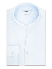 XOOS Chemise homme bleu diamant en satin de coton et col droit ouvert