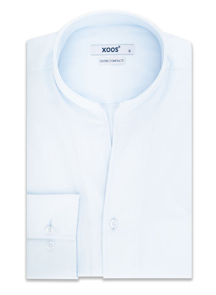 XOOS Chemise homme bleu diamant en satin de coton et col droit ouvert