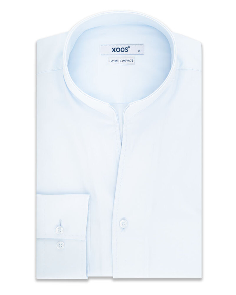 XOOS Chemise homme bleu diamant en satin de coton et col droit ouvert