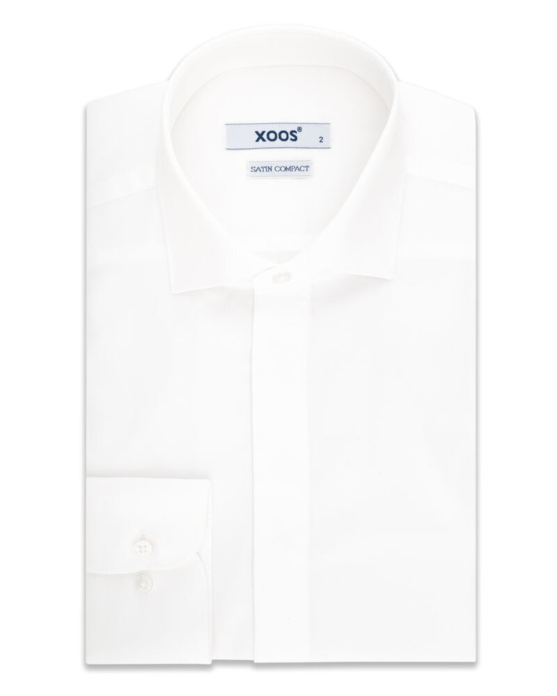 XOOS Chemise homme blanche à col Italien et gorge cachée