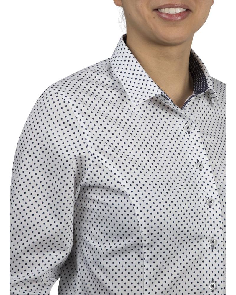 WOMEN navy blue polka dots dress-shirt - XOOS.CA