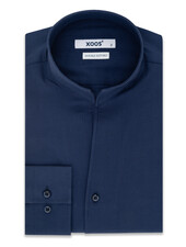 XOOS Chemise homme en gabardine marine et col droit ouvert (Double Retors)