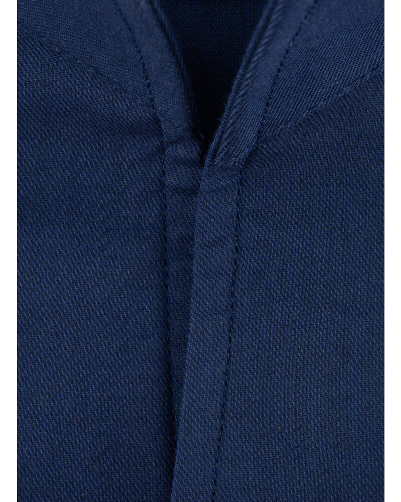 XOOS Chemise homme en gabardine marine et col droit ouvert (Double Retors)