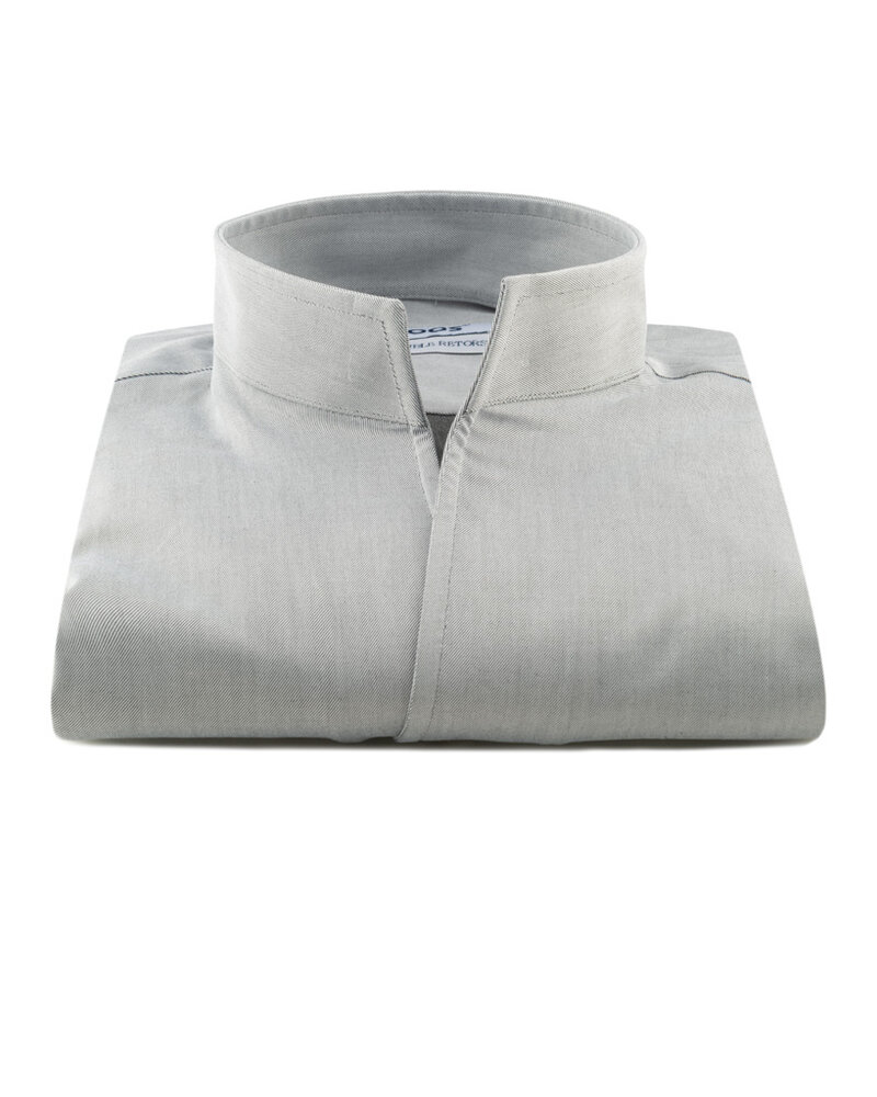 XOOS Men's light gray gabardeen shirt and open straight collar (Double twisted)