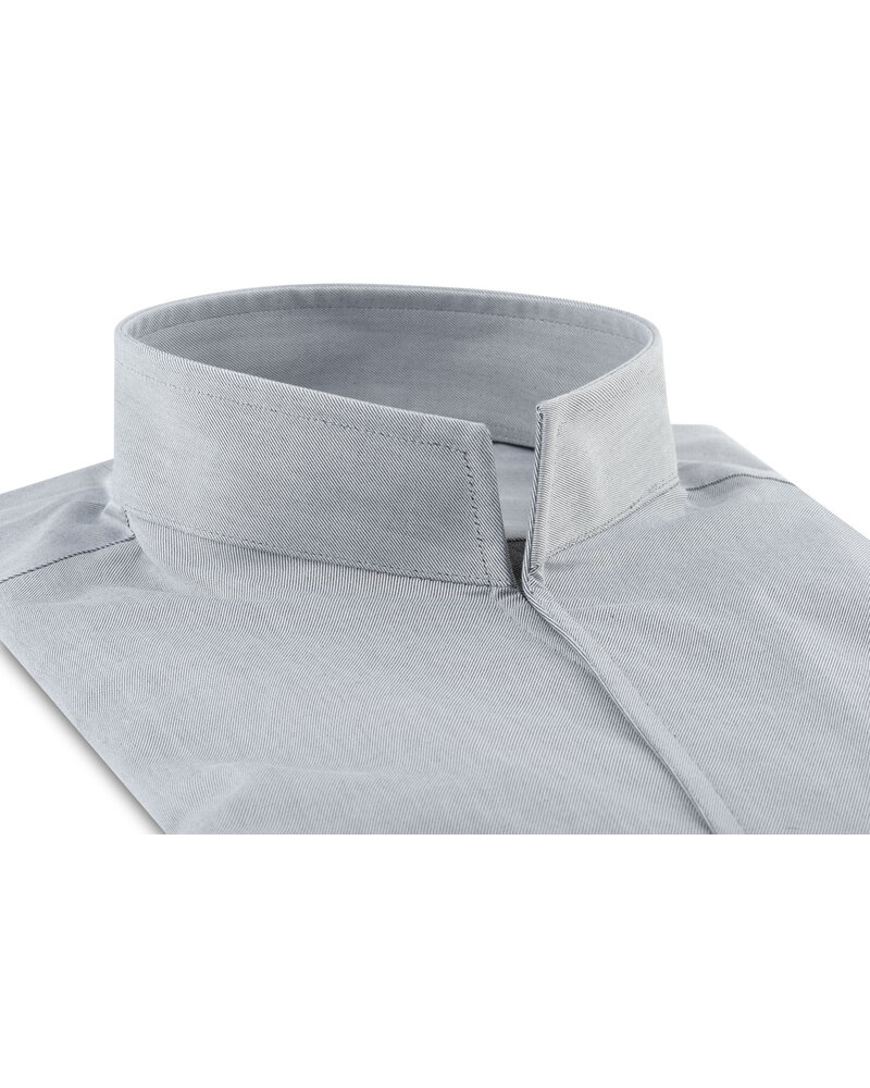 XOOS Men's light gray gabardeen shirt and open straight collar (Double twisted)