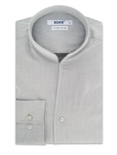 XOOS Men's light gray gabardeen shirt and open straight collar (Double twisted)