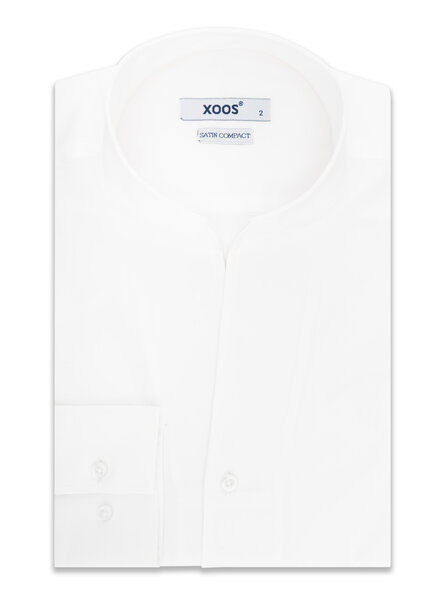 XOOS Chemise homme en satin de coton blanc et col droit ouvert