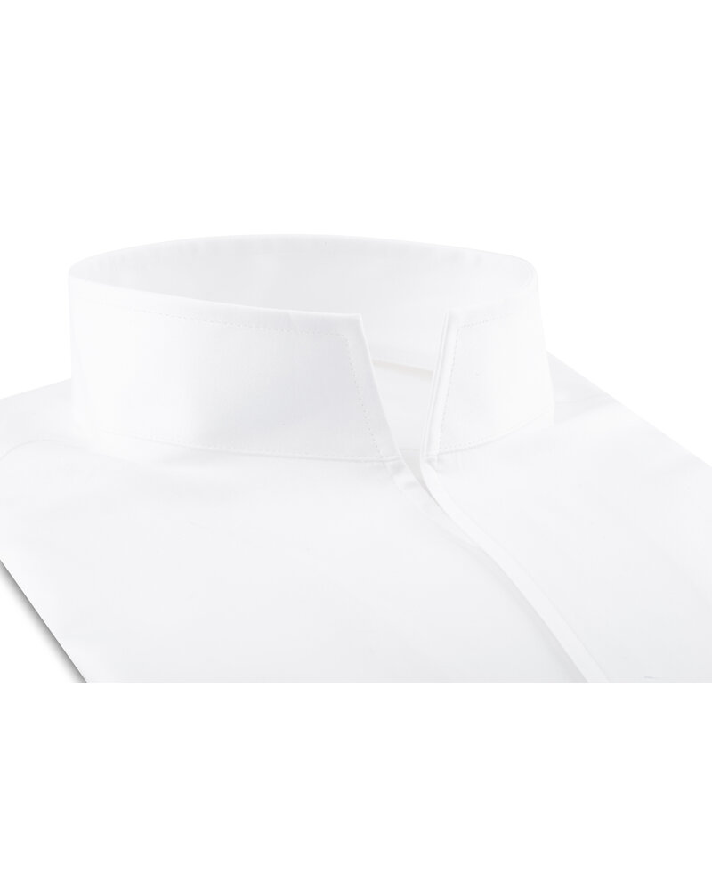 XOOS Chemise homme en satin de coton blanc et col droit ouvert