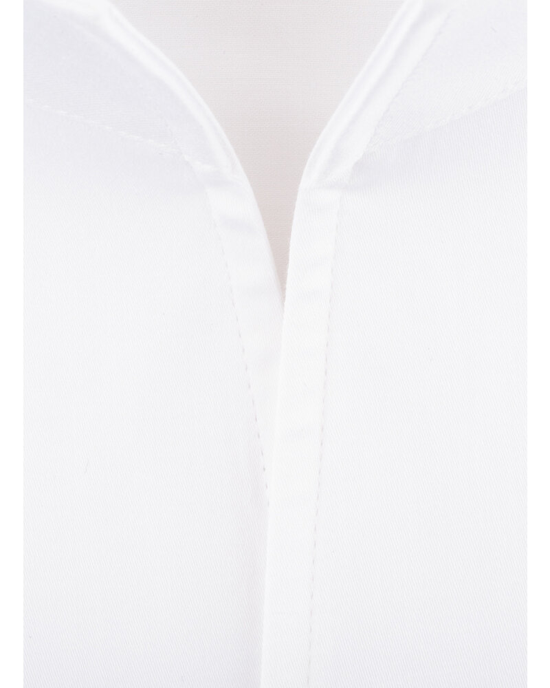 XOOS Chemise homme en satin de coton blanc et col droit ouvert