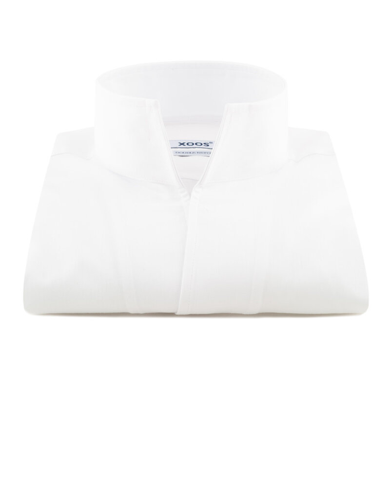 XOOS Chemise homme en gabardine blanche à droit ouvert (Double Retors)
