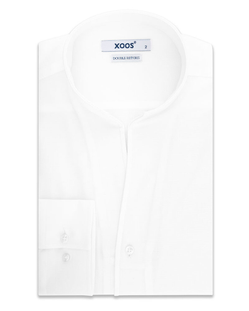 XOOS Chemise homme en jacquard blanc à droit ouvert
