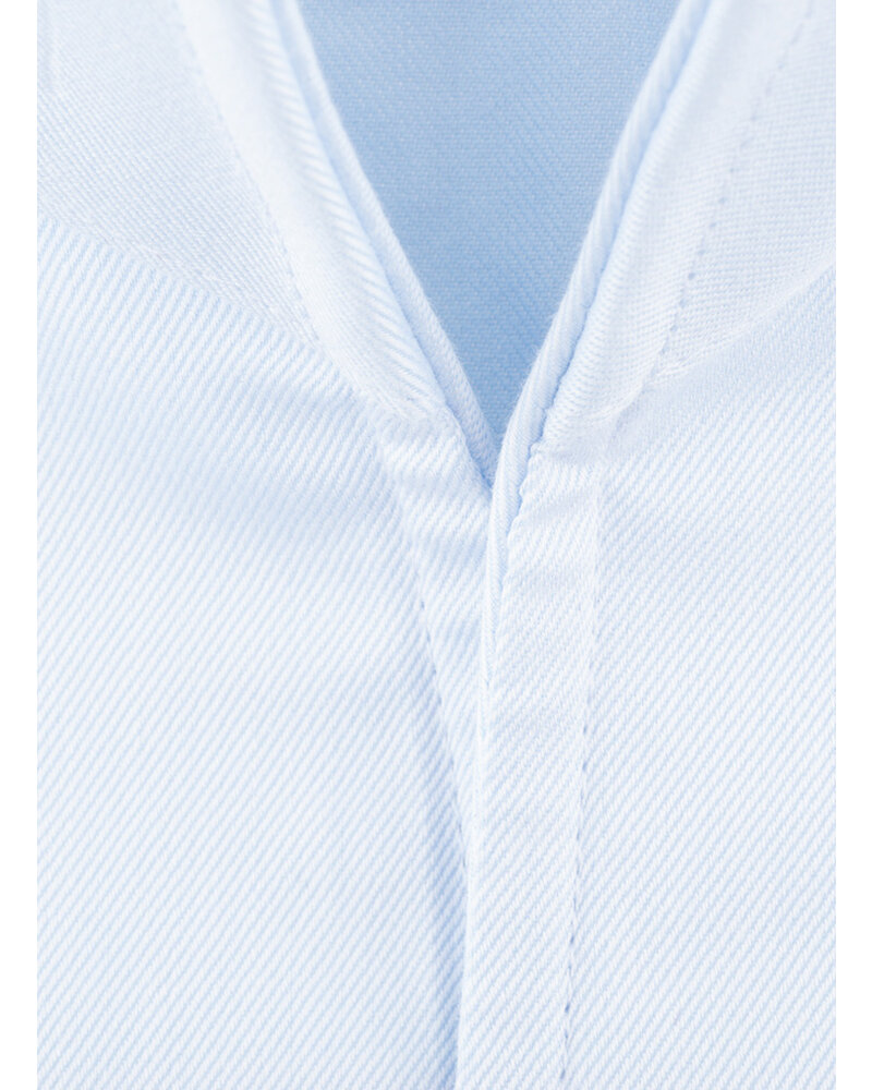 XOOS Chemise homme en gabardine bleu diamant et col droit ouvert (Double Retors)