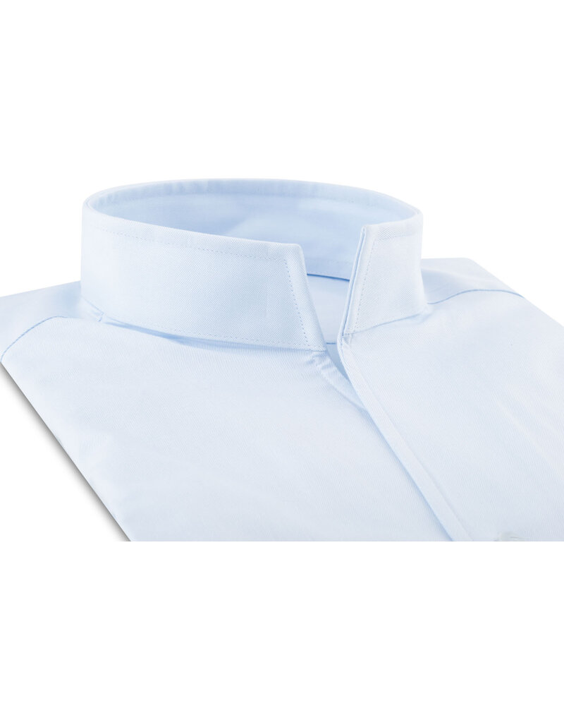 XOOS Chemise homme en gabardine bleu diamant et col droit ouvert (Double Retors)