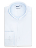 XOOS Chemise homme en gabardine bleu diamant et col droit ouvert (Double Retors)