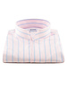 XOOS Chemise homme rose à rayures ciel et col droit ouvert (Double Retors)