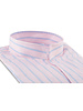 XOOS Chemise homme rose à rayures ciel et col droit ouvert (Double Retors)