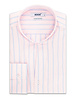 XOOS Chemise homme rose à rayures ciel et col droit ouvert (Double Retors)