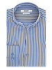 XOOS Chemise homme bleue à rayures blanches et col droit ouvert (Double Retors)