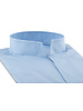 XOOS Chemise homme bleu ciel à très fines rayures blanches et col droit ouvert (Double Retors)