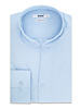 XOOS Chemise homme bleu ciel à très fines rayures blanches et col droit ouvert (Double Retors)