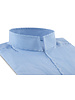 XOOS Chemise homme bleu ciel à très fines rayures blanches et col droit ouvert (Double Retors)