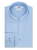 XOOS Chemise homme bleu ciel à très fines rayures blanches et col droit ouvert (Double Retors)