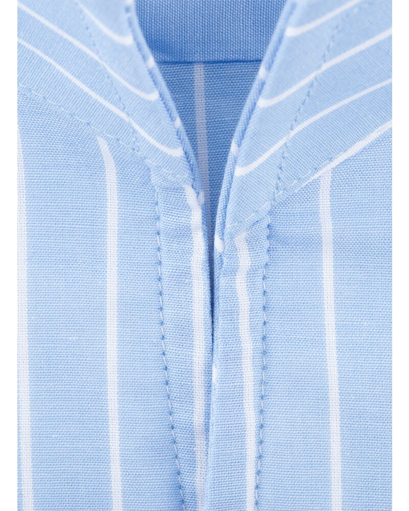 XOOS Chemise homme ciel à rayures blanches et col droit ouvert (Double Retors)