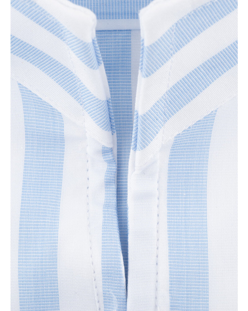 XOOS Chemise homme ciel à rayures blanches et col droit ouvert (Double Retors)
