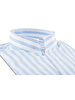 XOOS Chemise homme ciel à rayures blanches et col droit ouvert (Double Retors)