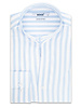 XOOS Chemise homme ciel à rayures blanches et col droit ouvert (Double Retors)