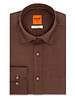 XOOS Men's fitted brown linen shirt with beige braid